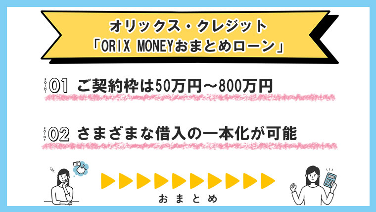 オリックス・クレジット「ORIX-MONEYおまとめローン」