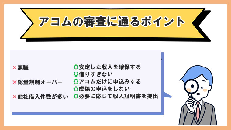アコム 審査に通るためには